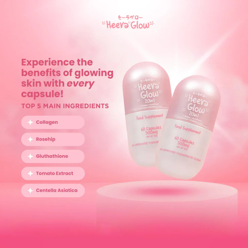 HEERA GLOW Absolue Hydration Collagen Glutathione Capsules 20in1 60 Capsules Whitening Anti Aging HERA GLOW