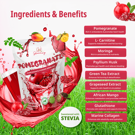 Glowming Pomegranate Powder Drink Mix With Glutathione And Collagen 200g