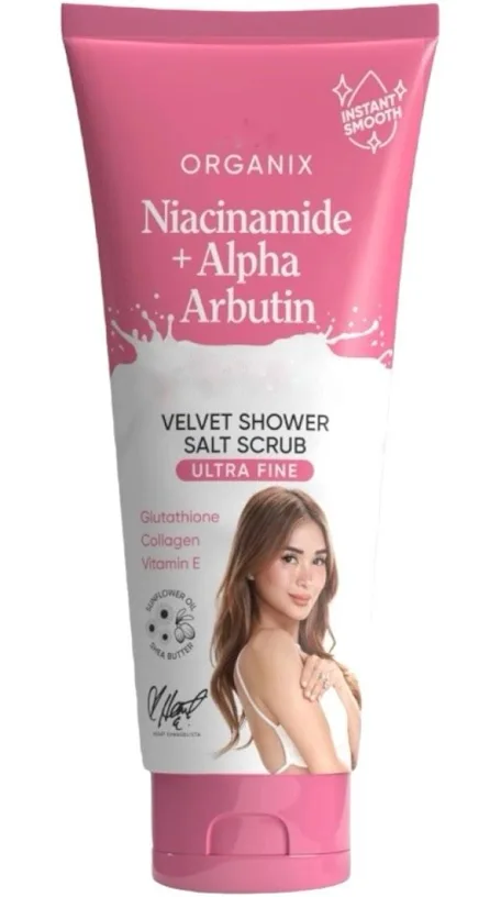 LUXE ORGANIX Niacinamide + Alpha Arbutin Velvet Shower Salt Scrub – 320g