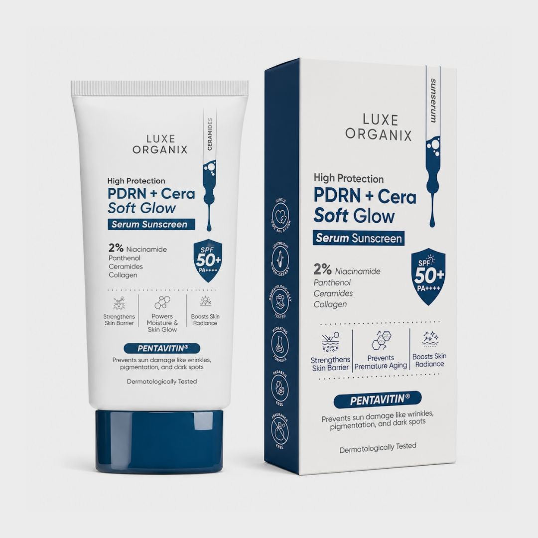 LUXE ORGANIX PDRN + Cera Soft Glow Serum Sunscreen SPF 50+ PA++++ 40g