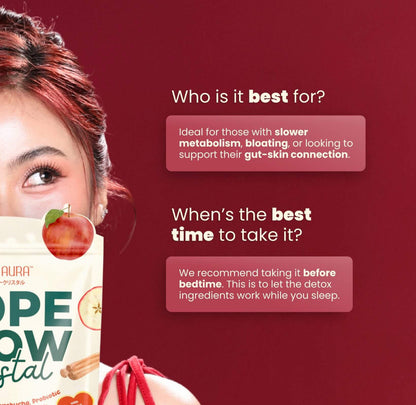 HOPE GLOW CRYSTAL APPLE CINNAMON KOMBUCHA – PROBIOTIC & PREBIOTIC JUICE DRINK (18G X 10 SACHETS)