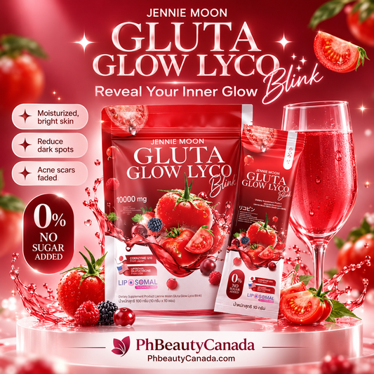 Jennie Moon Gluta Glow Lyco Blink – Liposomal Glutathione Drink Powder, CoQ10 + Lycopene, 30 Sachets (10g Each, 300g