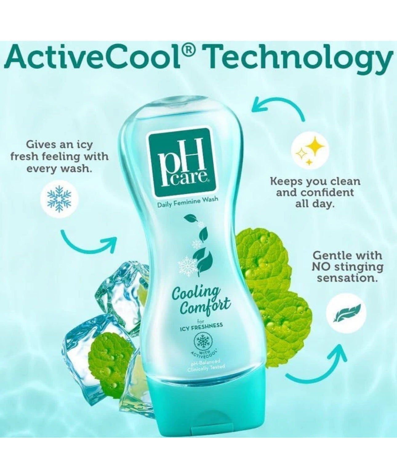 pH care Daily Feminine Wash Cooling Comfort for ICY FRESHNESS w PH Balance 250ml