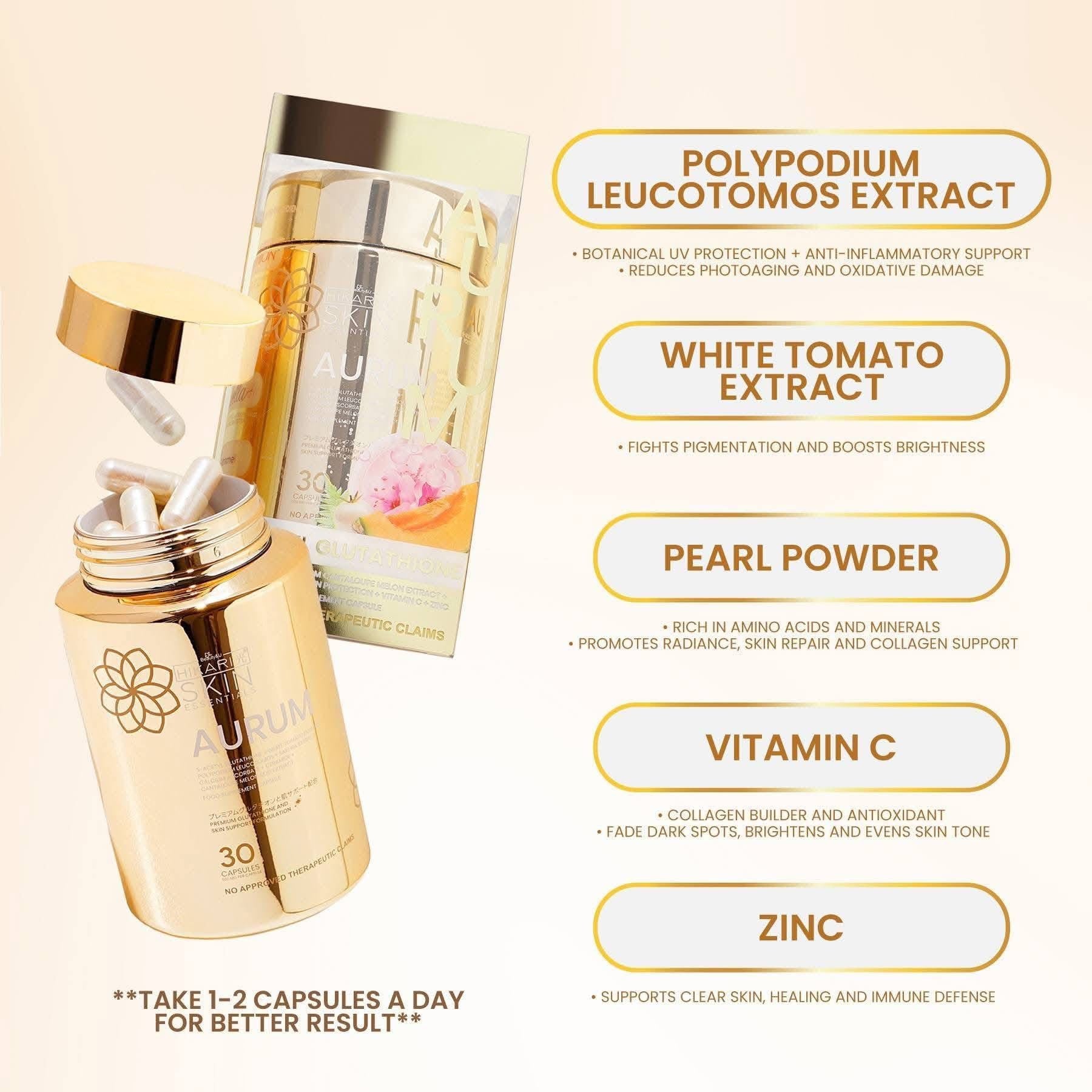 Aurum S-Acetyl Glutathione by Hikari Skin 30capsules – Ph Beauty Canada