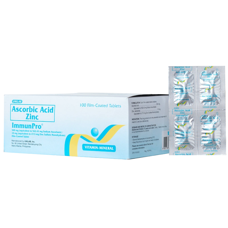 Ascorbic Acid+Zinc (unilab) 100 film-Coated Tablets