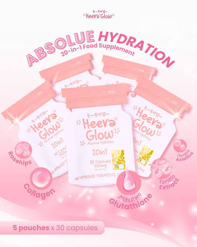 HEERA GLOW Absolue Hydration Collagen Glutathione Capsules 20in1 30 Capsules Whitening Anti Aging HERA GLOW