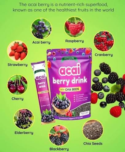 Fitgum Acai Berry Drink with Chia Seeds – 40g (10 Sachets x 4g)