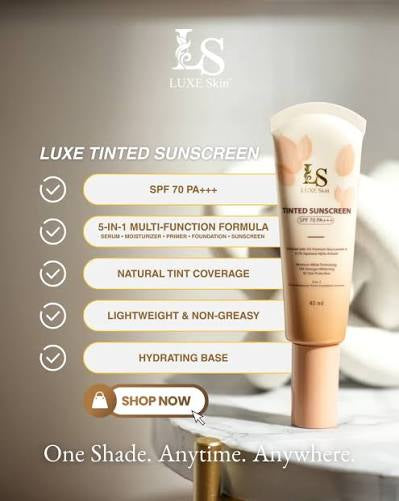 Luxe slim Skin Tinted Sunscreen SPF 70 PA+++