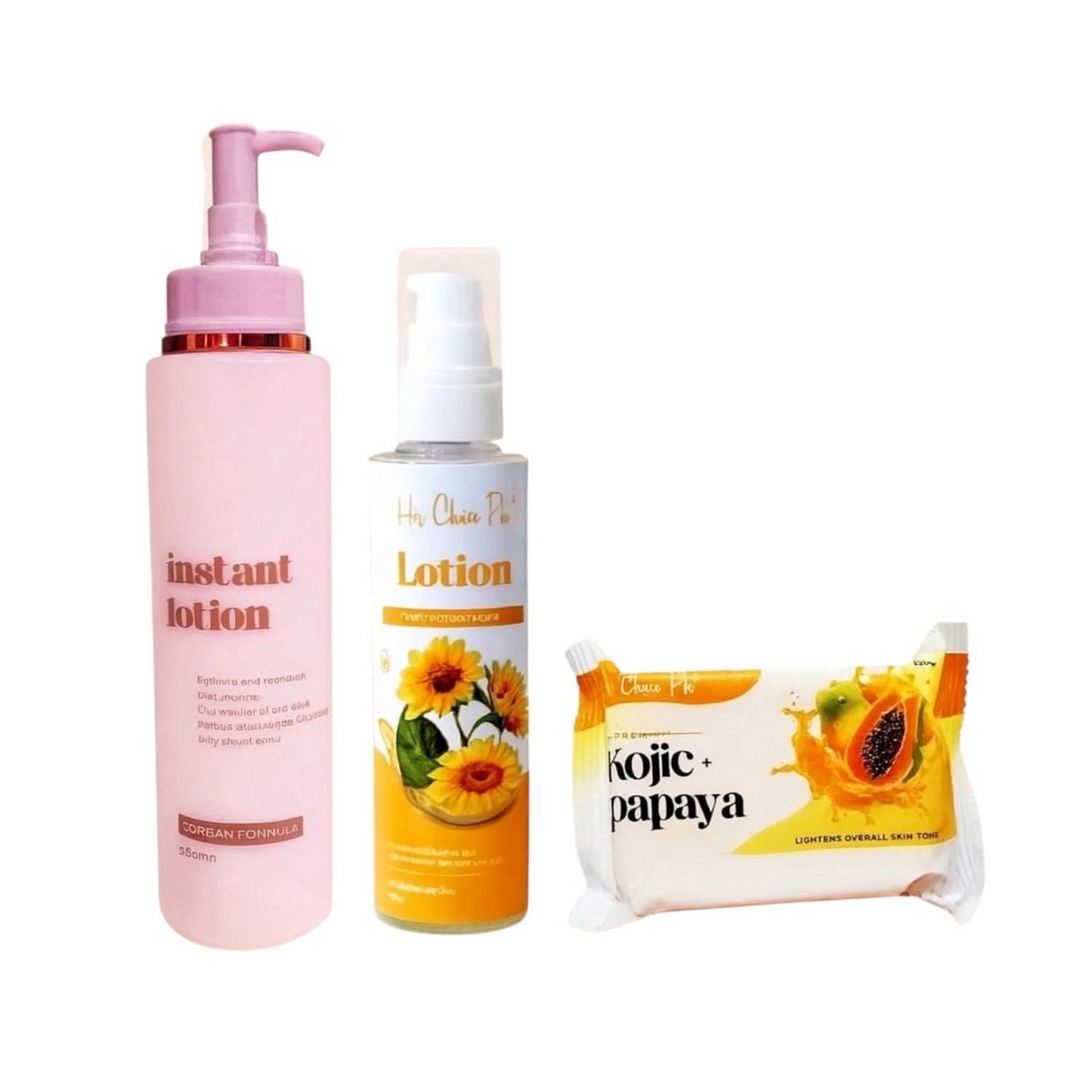 Her Choice PH Set C: Body Radiance Combo Kojic + Papaya Soap 120g Instant Moisturizing Lotion SPF 50 (250ml) Sunflower Beauty Oil for Smooth Hydration
